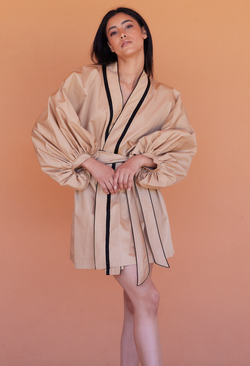 Camel Blossom Kimono Dress