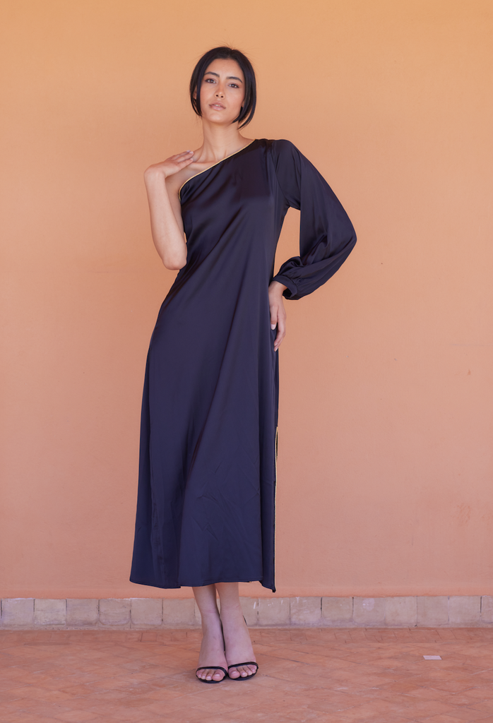 Black Athéna Satin Long dress