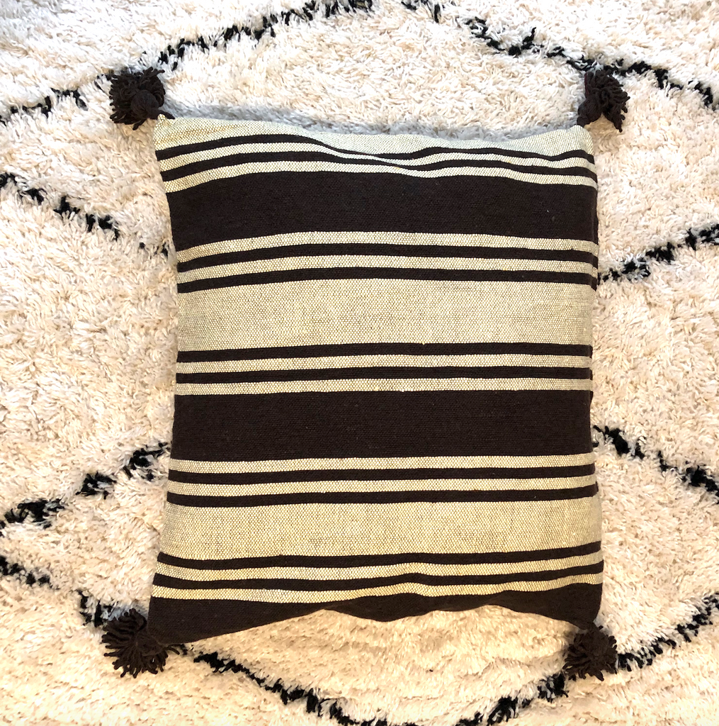 100% cotton hand woven cushion cover - Black & Beige