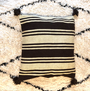 100% cotton hand woven cushion cover - Black & Beige