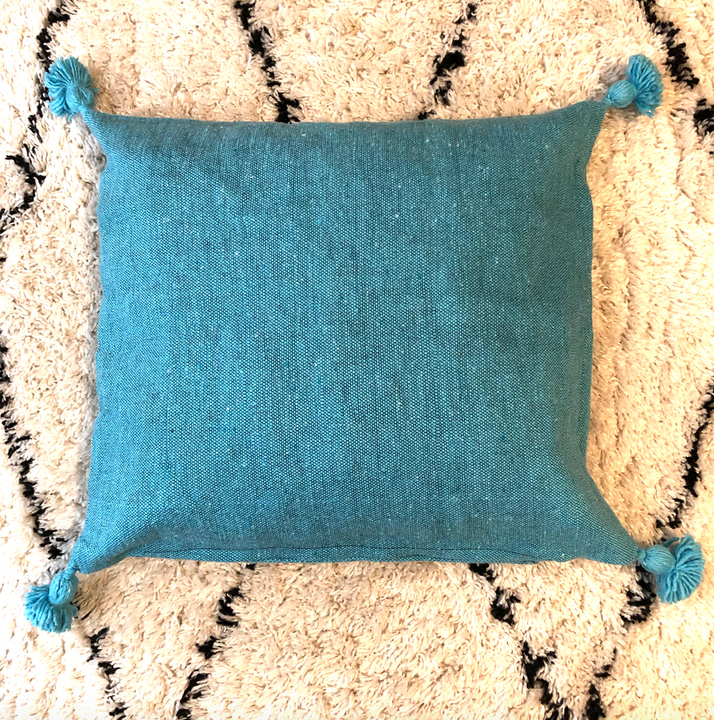 100% cotton hand woven cushion cover -  Bleu Canard