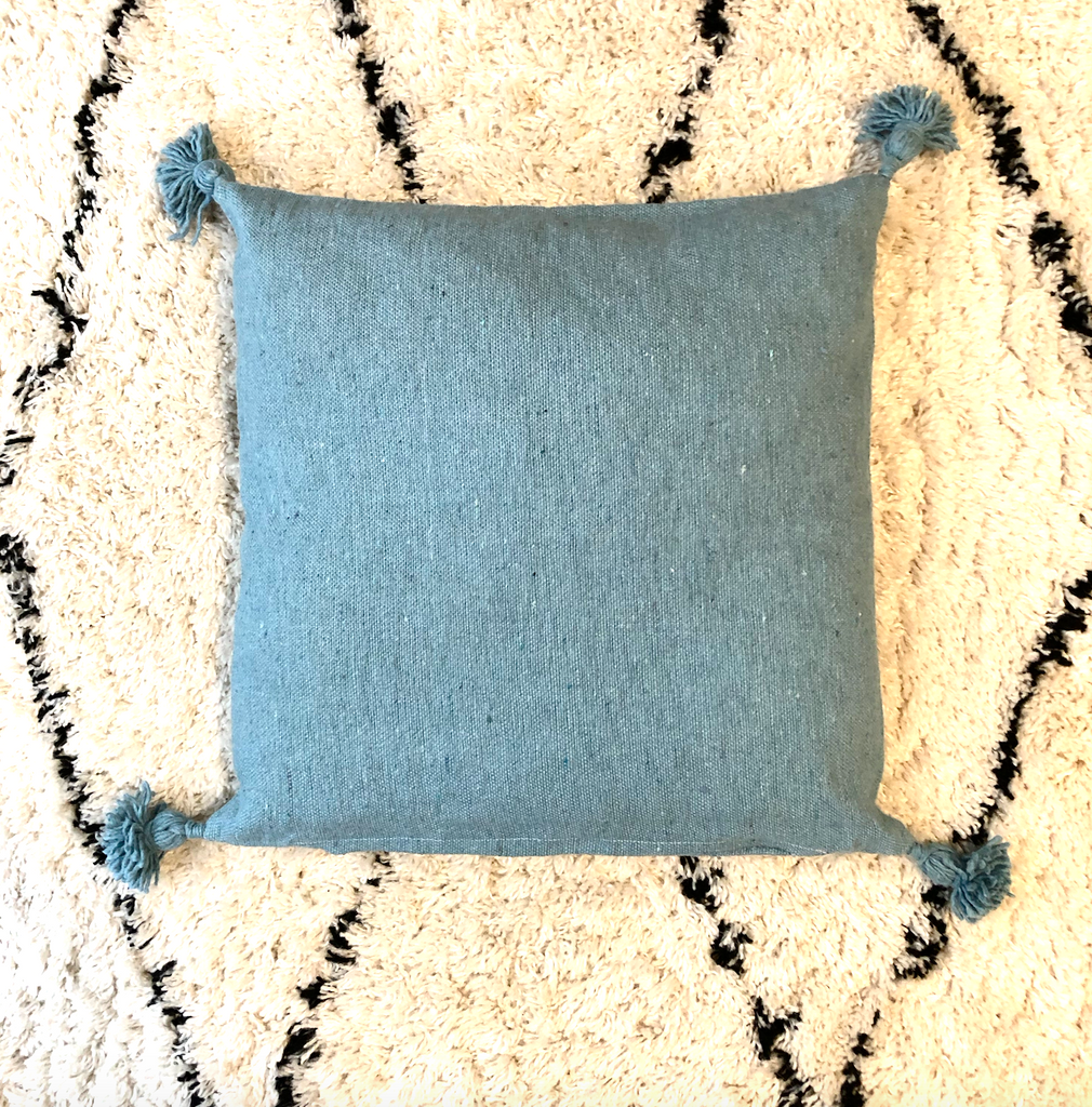 100% cotton hand woven cushion cover -  Blue grey