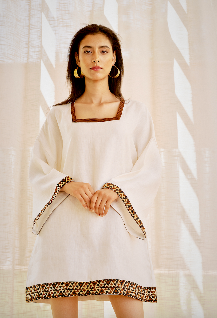 Cleopatra Cream Short Linen Dress – THÏAB Cleopatra Cream Short Linen Dress – THÏAB